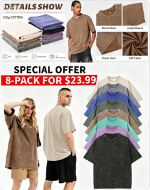 Unisex Plus Size 100% Cotton Acid Wash Oversized Heavyweight Vintage T-Shirt – Couple Style
