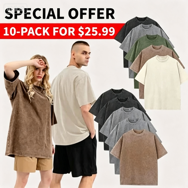Unisex Plus Size 100% Cotton Acid Wash Oversized Heavyweight Vintage T-Shirt – Couple Style