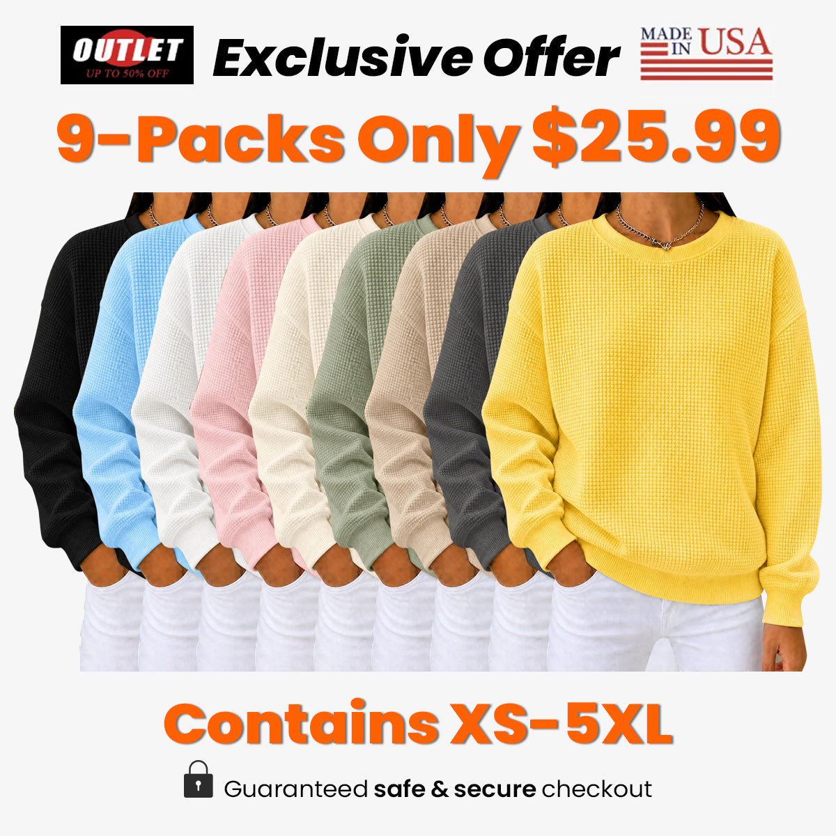 CLEARANCE SALE🔥Women's Waffle Knit Crewneck Sweatshirt