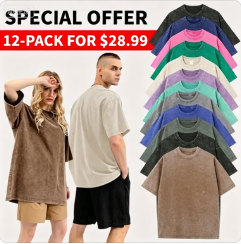 Unisex Plus Size 100% Cotton Acid Wash Oversized Heavyweight Vintage T-Shirt – Couple Style