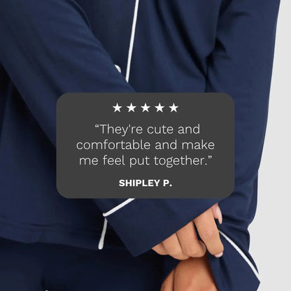 Women's Bamboo Long-Sleeve Pajama Set with Pockets