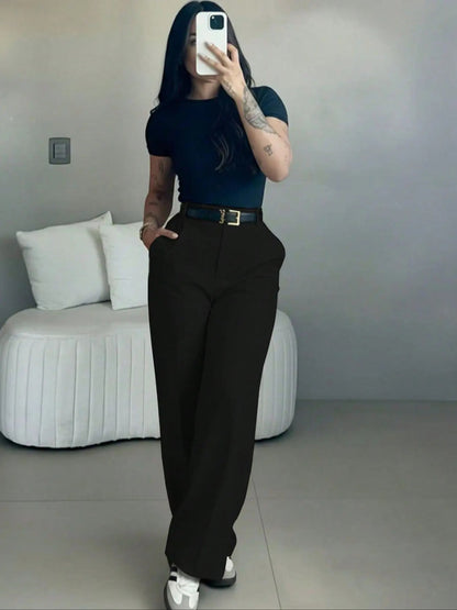 ✨ High-Waisted Straight-Leg Pants