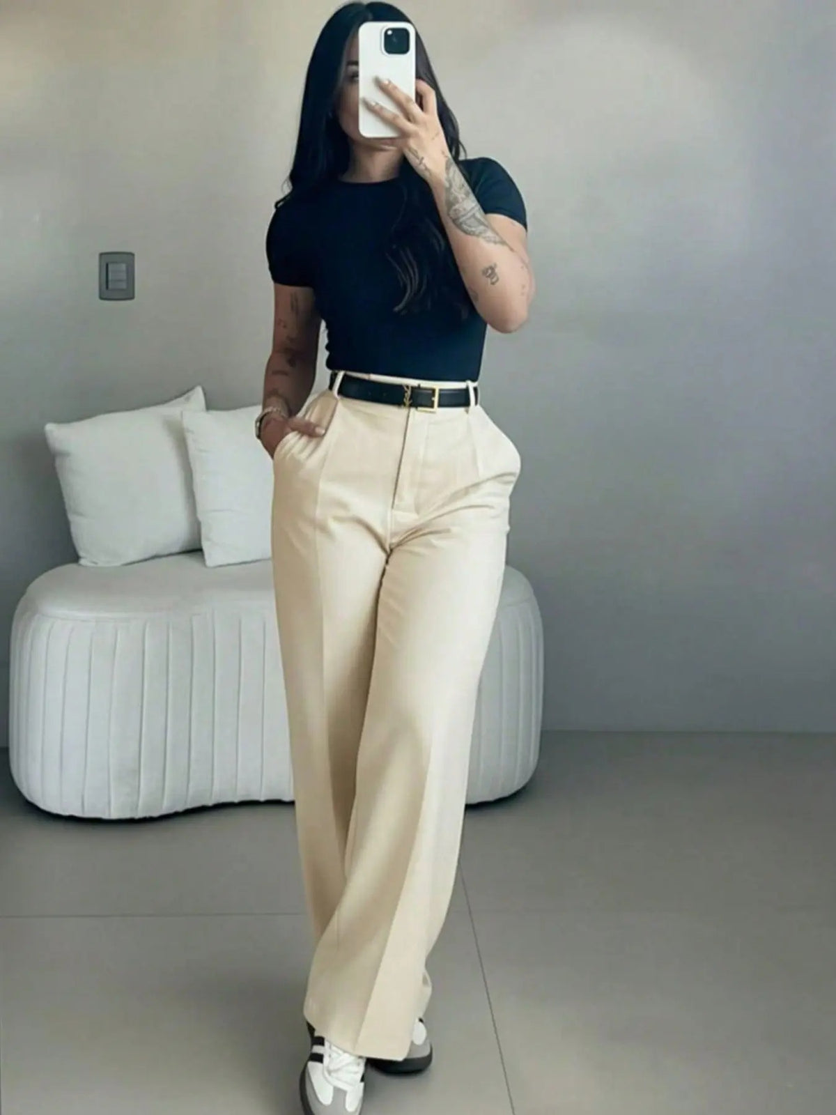 ✨ High-Waisted Straight-Leg Pants