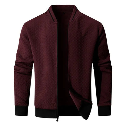 Men's Plain Varsity Bomber Jacket Lightweight Zip‑Up Stand Collar Coat Fitted Long Sleeve Outerwear