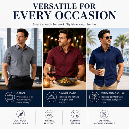 Men's Short Sleeve Stretch Dress Shirt