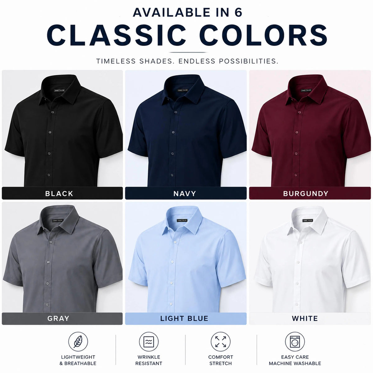 Men's Short Sleeve Stretch Dress Shirt
