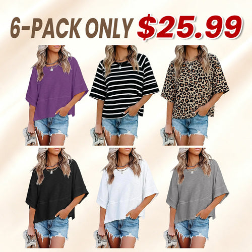 Panel Solid Color Flared Sleeve T-Shirt