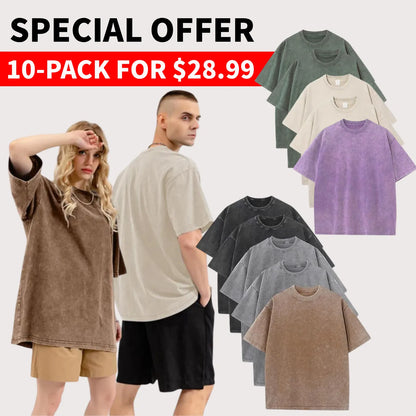 Unisex Plus Size 100% Cotton Acid Wash Oversized Heavyweight Vintage T-Shirt – Couple Style