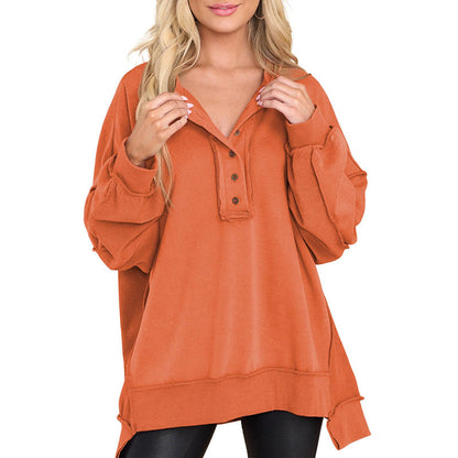 ⏰Hot Sale-Women's Oversized Henley Casual Buttoned Sweatshirt