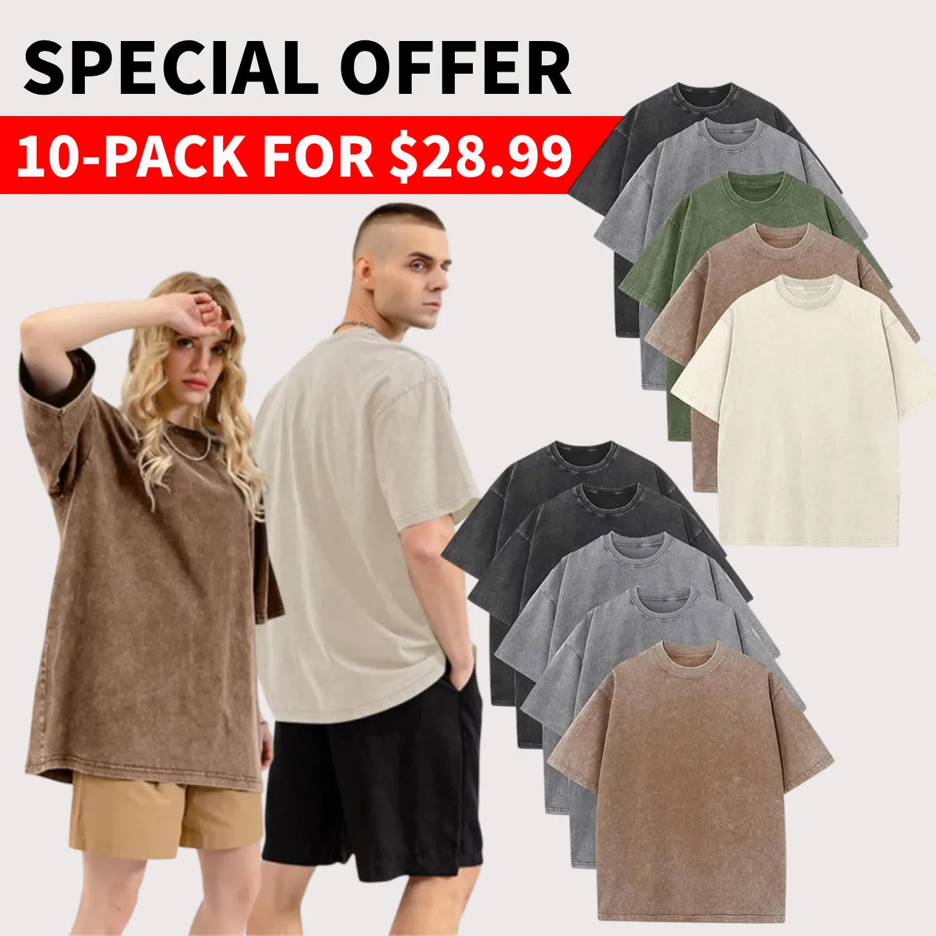 Unisex Plus Size 100% Cotton Acid Wash Oversized Heavyweight Vintage T-Shirt – Couple Style