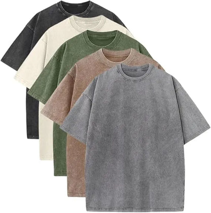 Unisex Plus Size 100% Cotton Acid Wash Oversized Heavyweight Vintage T-Shirt – Couple Style