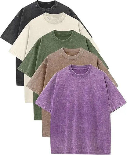 Unisex Plus Size 100% Cotton Acid Wash Oversized Heavyweight Vintage T-Shirt – Couple Style