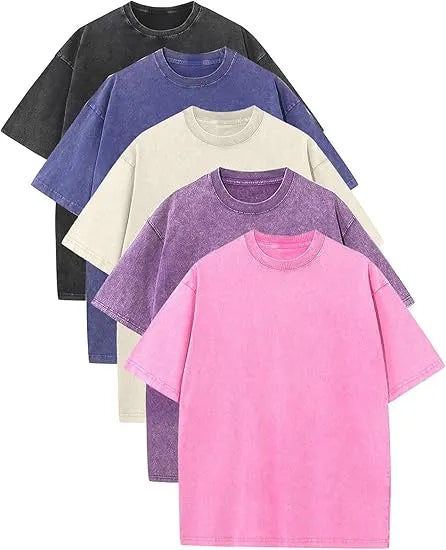 Unisex Plus Size 100% Cotton Acid Wash Oversized Heavyweight Vintage T-Shirt – Couple Style