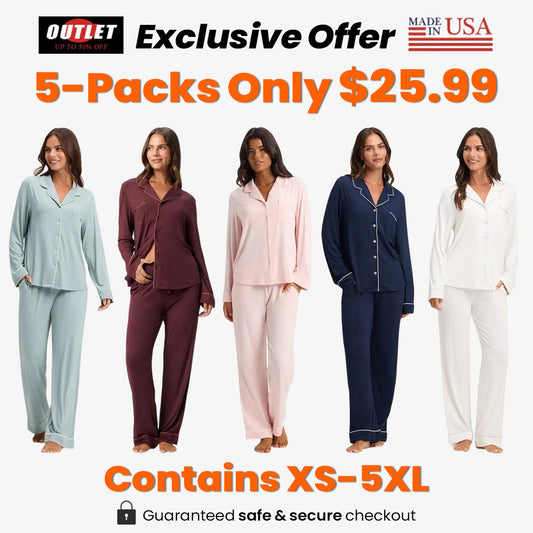 Women's Bamboo Long-Sleeve Pajama Set with Pockets