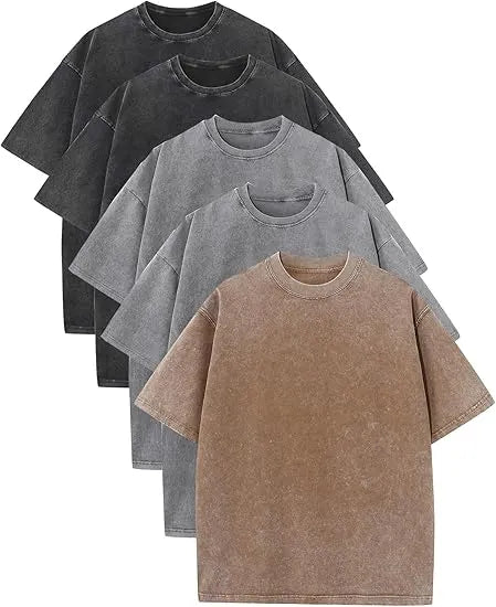 Unisex Plus Size 100% Cotton Acid Wash Oversized Heavyweight Vintage T-Shirt – Couple Style