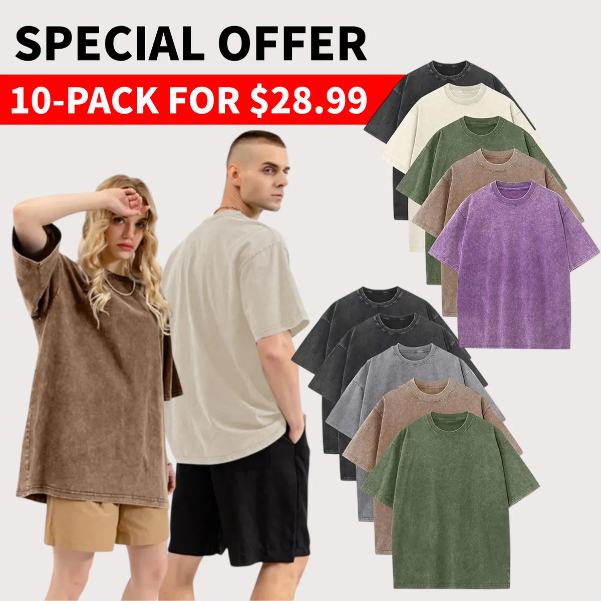Unisex Plus Size 100% Cotton Acid Wash Oversized Heavyweight Vintage T-Shirt – Couple Style