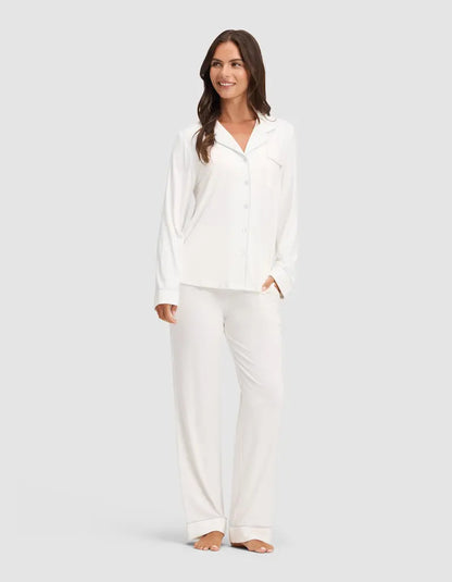 Women's Bamboo Long-Sleeve Pajama Set with Pockets