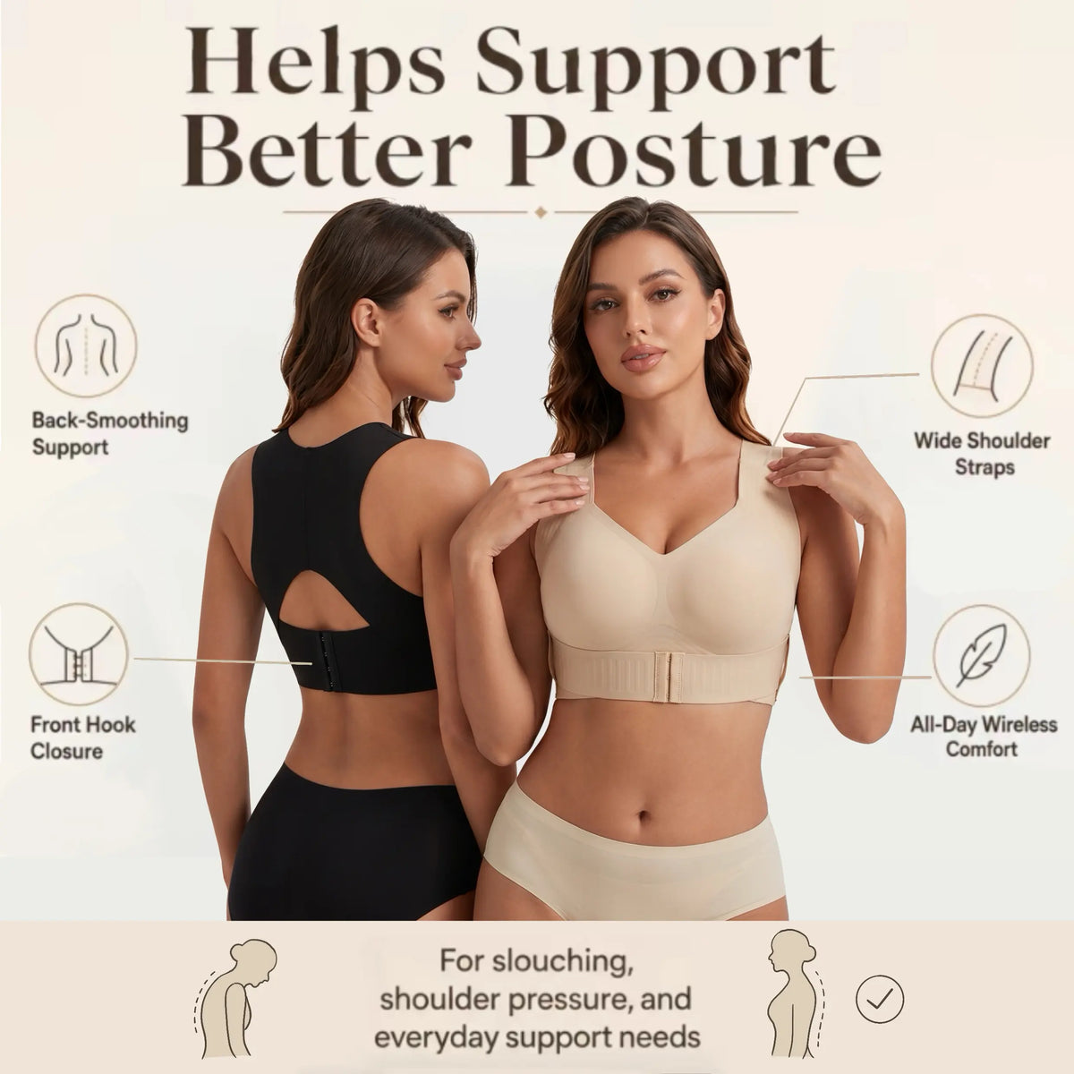 Posture Bra Wireless Seamless Molded Cups