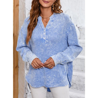 🔥 TODAY ONLY ：Casual V Neck Cotton Blouse - Loose Fit