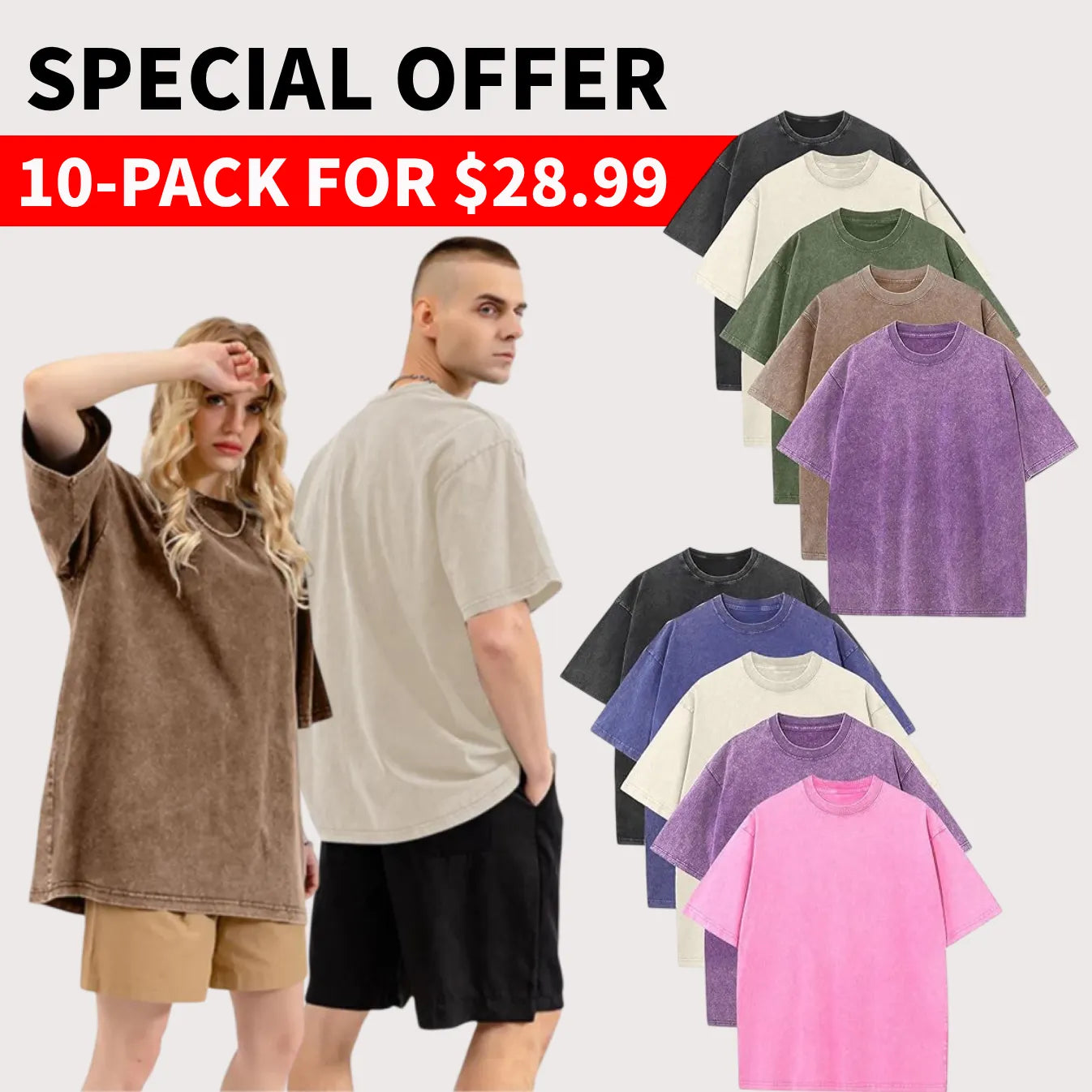 Unisex Plus Size 100% Cotton Acid Wash Oversized Heavyweight Vintage T-Shirt – Couple Style