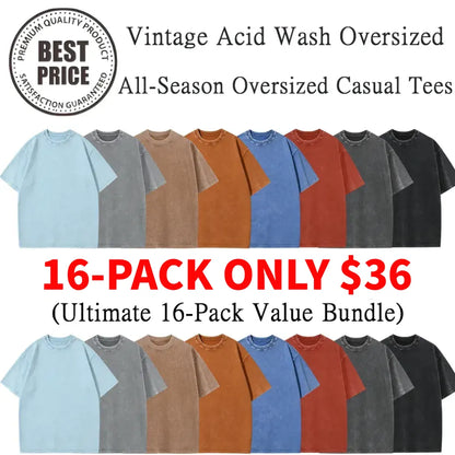 Unisex Plus Size 100% Cotton Acid Wash Oversized Heavyweight Vintage T-Shirt – Couple Style