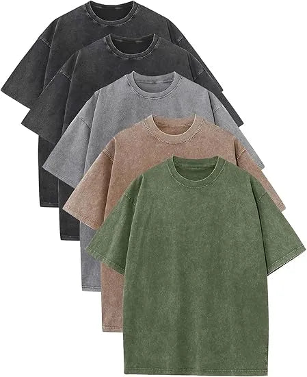 Unisex Plus Size 100% Cotton Acid Wash Oversized Heavyweight Vintage T-Shirt – Couple Style