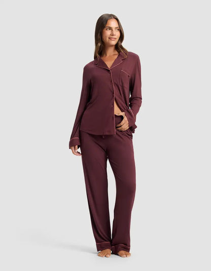 Women's Bamboo Long-Sleeve Pajama Set with Pockets