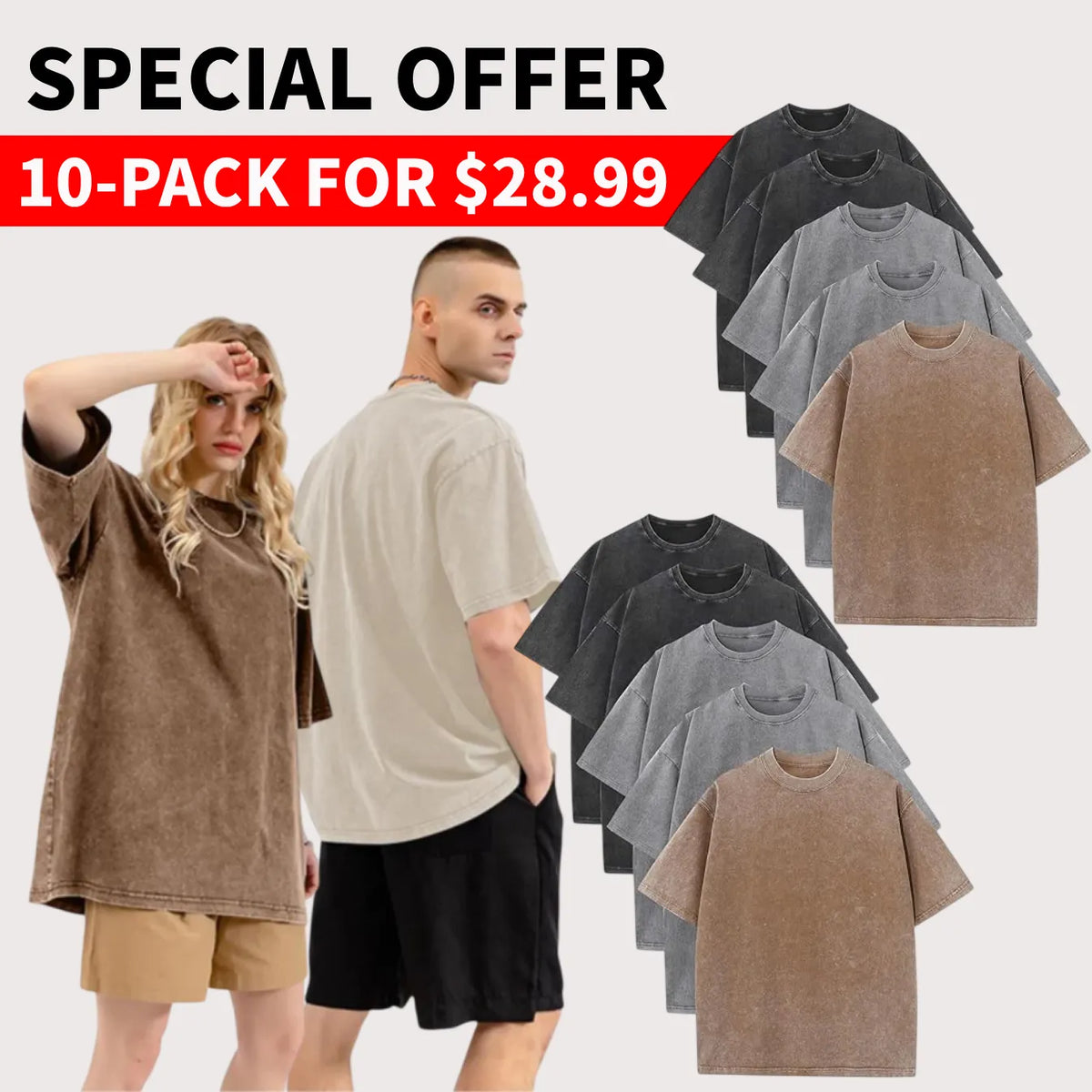 Unisex Plus Size 100% Cotton Acid Wash Oversized Heavyweight Vintage T-Shirt – Couple Style