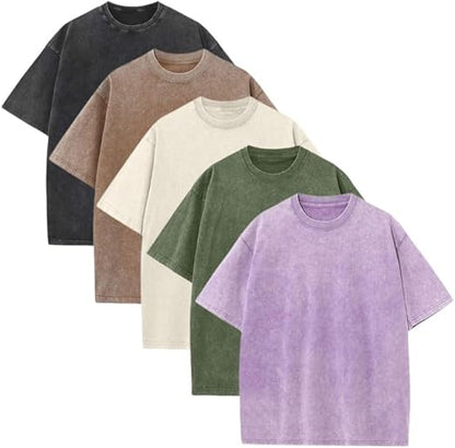 Unisex Plus Size 100% Cotton Acid Wash Oversized Heavyweight Vintage T-Shirt – Couple Style
