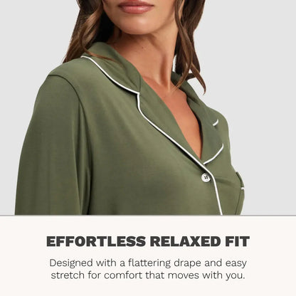 Women's Bamboo Long-Sleeve Pajama Set with Pockets