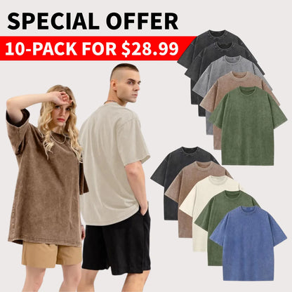 Unisex Plus Size 100% Cotton Acid Wash Oversized Heavyweight Vintage T-Shirt – Couple Style