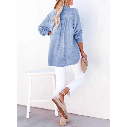 🔥 TODAY ONLY ：Casual V Neck Cotton Blouse - Loose Fit
